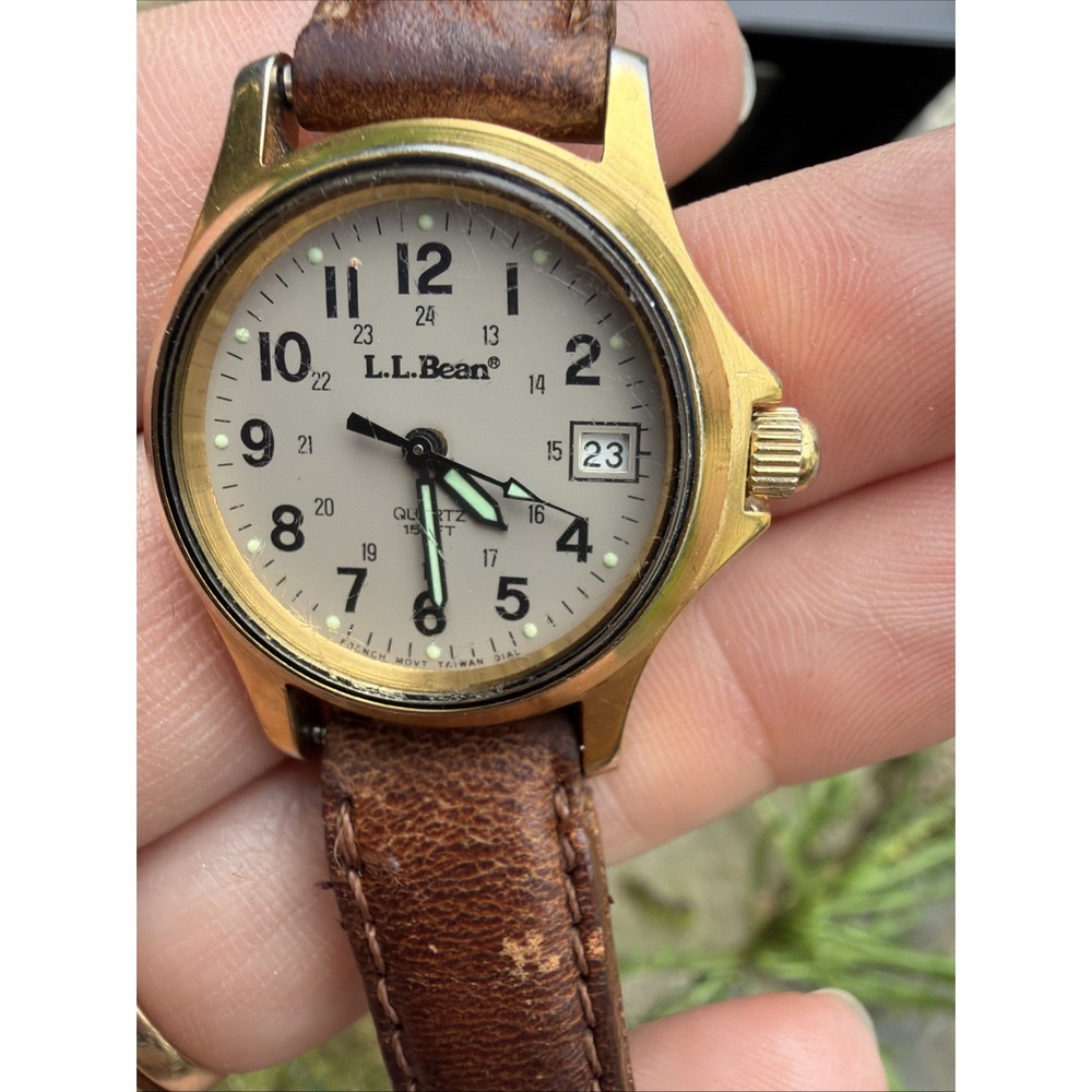 VTG L.L. Bean Quartz Analog Field Watch Boxed Set 3 Multi Leather Bands Rare - Picture 11 of 16